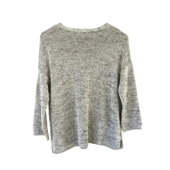 J. Jill Women's Linen Blend Knitted Sweater Size Medium Ribbed Details Cream - Picture 2 of 7